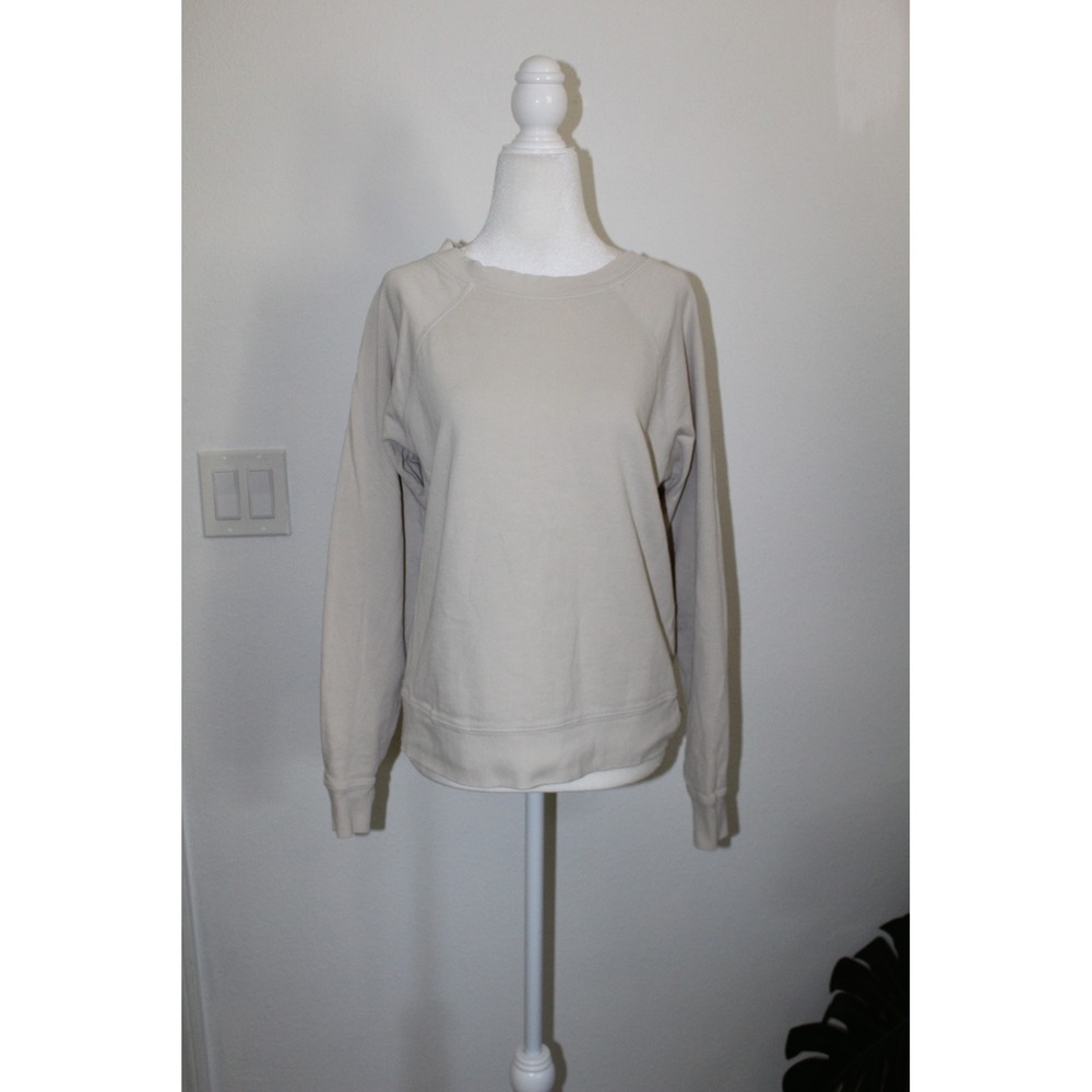 MATE the Label Organic Cotton Raglan Sweatshirt Bone Beige Small Made in LA